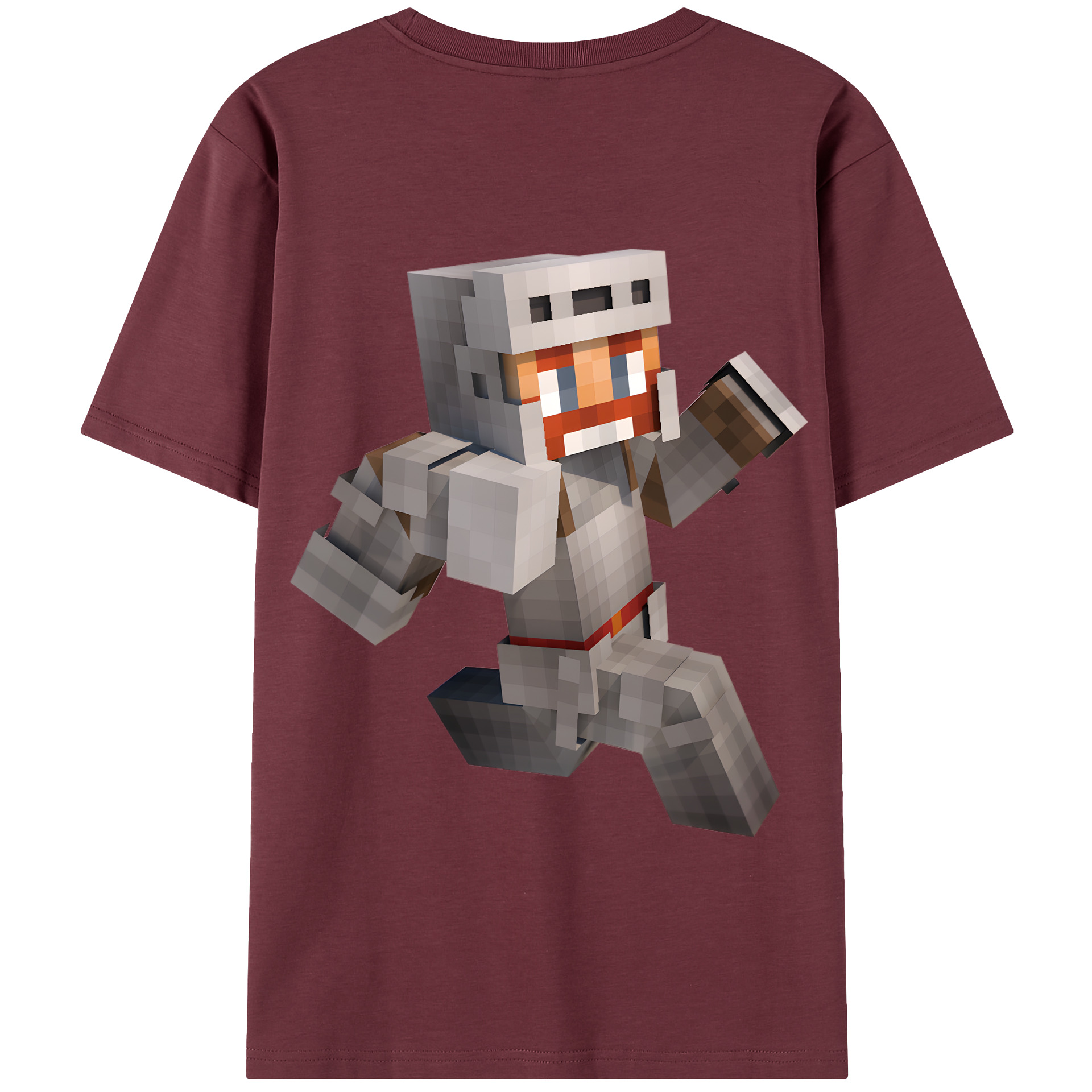 （画像用） マインクラフト ブロックの世界 Minecraft MC Block world 綿100％半袖Tシャツ（背面プリント）